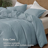 PHF 100% Natural Cotton Muslin Duvet Cover Set King Size, Ultra Soft Breathable Absorbent, Luxurious Minimalist Gauze Bedding for All Season, Duvet Set with 2 Pillow Shams, 104" x 90", Dusty Blue PHF