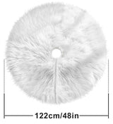 Multiwins 48 Inch Faux Fur Christmas Tree Skirt, Fluffy Plush Skirt for Christmas Tree, White Christmas Tree Rug Skirt Perfect for Christmas Party Decorations multiwins