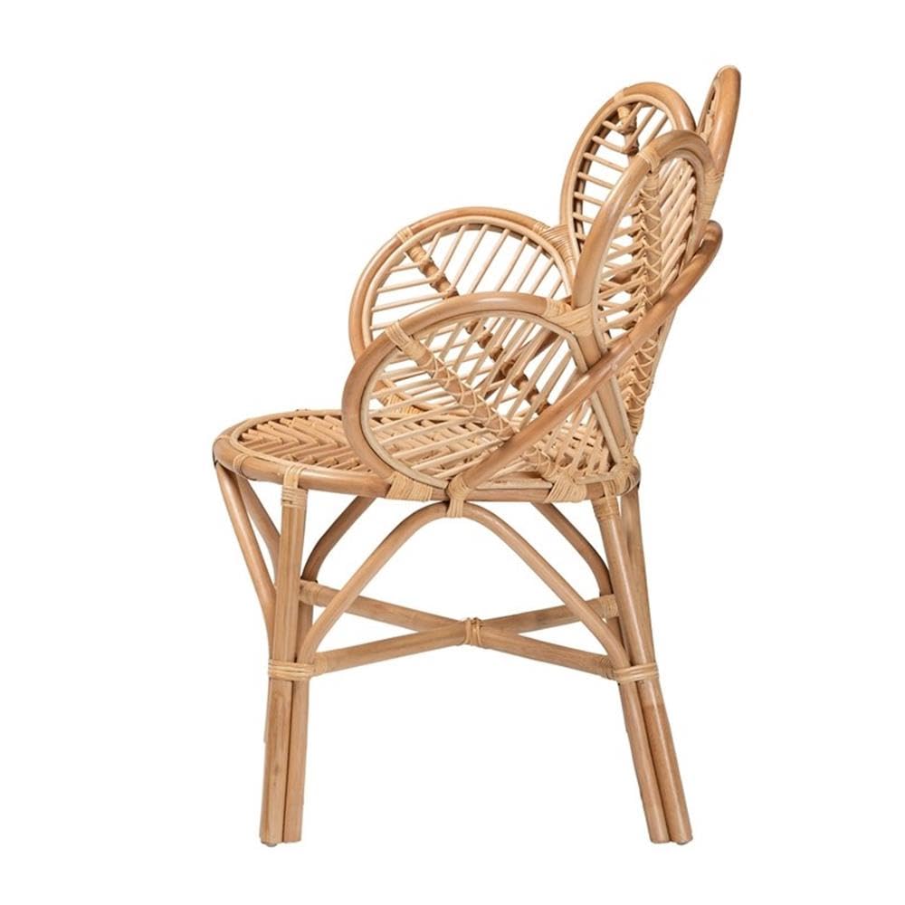 bali & pari Eliava Modern Natural Rattan Flower Accent Chair in Brown bali & pari