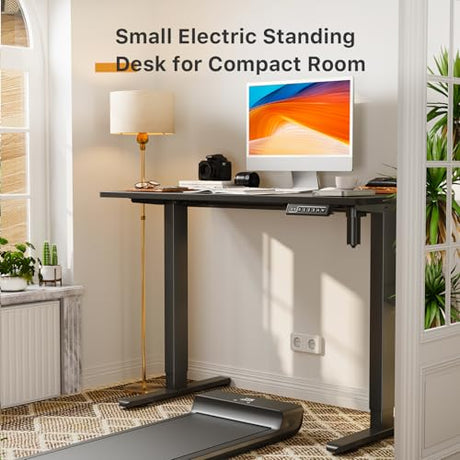 JOY worker Small Electric Standing Desk, 40" x 20" Whole Piece Height Adjustable Desk with Memory Controller, Black Sit to Stand Workstation for Home Office JOY worker