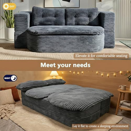 78.7-inch Folding futon Sofa Bed, Full-Size Convertible Sleeper couch Bed, Memory Sponge Double settee with Comfortable Mattress, Suitable for Living Room and Guest Room (dark gray, 78.7 inches) CouCouchmans