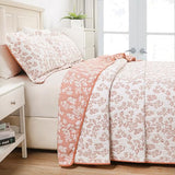 Marina Decoration Jacquard Embroidered Stitching Coverlet Bedspread Ultra Soft Bedding Solid 2 Piece Summer Quilt Set with 1 Quilted Sham, Pink Floral Twin/Single Size Marina Decoration