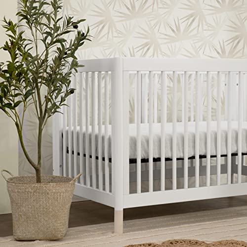 Babyletto Gelato 4-in-1 Convertible Crib with Toddler Bed Conversion in White and Washed Natural, Greenguard Gold Certified babyletto