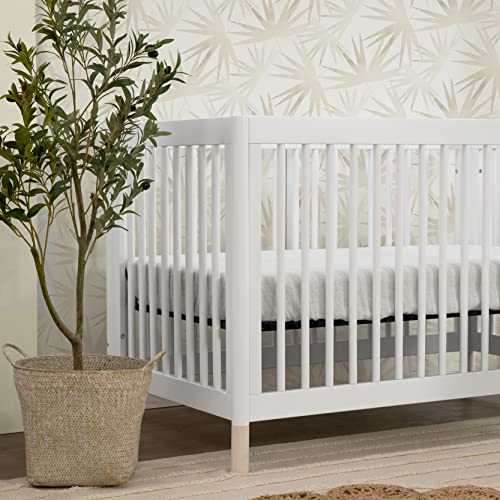 Babyletto Gelato 4-in-1 Convertible Crib with Toddler Bed Conversion in White and Washed Natural, Greenguard Gold Certified