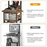 Homeiju Record Player Stand with Power Outlet, 6 Tier Vinyl Record Display Shelf, Record Player Table with album storage up to 200 Albums, Console Organizer Display Shelf, Gifts for Music Lovers Homeiju