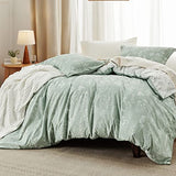 Bedsure King Comforter Set - Sage Green Bed Set, 3 Pieces Cute Floral Bedding, 1 Soft Reversible Botanical Flowers Comforter and 2 Pillow Shams Bedsure
