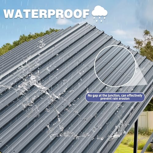 JY QAQA 12 x 15 FT Metal Carport Kits with Galvanized Steel Roof, Heavy Duty Metal Carport Canopy, Outdoor Car Tent Garage Shelter for Car, SUV, Truck and Boats JY QAQA PET