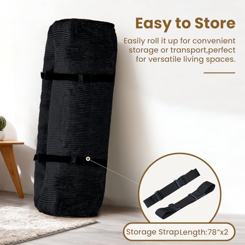 NLDD 10" Futon Mattress Full Size, Ultra Thick Futons Sofa Couch Bed Sleeper Sofa Bed, Versatile Floor Futons Japanese Floor Mattress for Adults, Black (Frame Not Included) NLDD