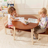 ECR4Kids Hideaway Table and Chair Set, Kids Furniture, Dark Walnut/Antique White, 3-Piece ECR4Kids