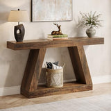 Tribesigns Farmhouse Console Table, 55-Inch Rustic Sofa Table with Storage, Industrial Wooden Entryway Table for Hallway, Living Room, Dark Brown Tribesigns