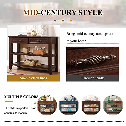 LKTART Solid Wood Console Table Sofa Tables with Drawers and Shelves Small Entryway Table for living room,Decorative,Foyer(42" Espresso) LKTART