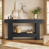 HUAHUU 63 Inches Long Console Table, Sofa Table with Storage Behind Couch, Entryway Table with Open Storage, Farmhouse Console Tables for Entryway, Living Room, Hallway, Black HUAHUU