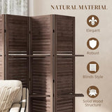 HOMCOM Room Divider, 5 Panel 67" Tall Wood Privacy Screen with 3 Display Shelves, and Folding Storage for Bedroom or Home Office, Walnut HOMCOM