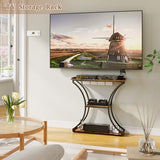 HavenlyYouth Narrow Console Table for Entryway, Industrial 3-Tier Sofa Table Behind Couch, 29.5" Height TV Stand with Storage Shelves for Living Room, Hallway, Entrance, Foyer, Rustic Brown HavenlyYouth