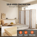 VEVOR Room Divider, 6 Panel Japanese Room Divider, Wood Folding Privacy Screen Indoor, Partition Dividers Portable Decoration Screens, for Room Separation Home Office Restaurant & Bedroom(Natural) VEVOR