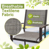 Homall Patio Dining Set 7 Pieces Outdoor Furniture Table and 6 Textilene Chairs, Light Grey Homall