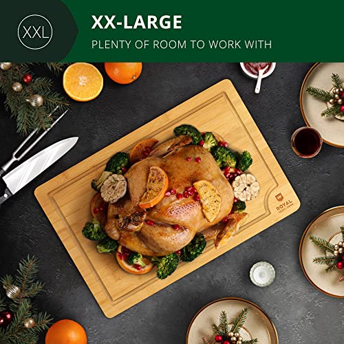 ROYAL CRAFT WOOD Bamboo Cutting Boards for Kitchen - Kitchen Chopping Board for Meat (Butcher Block) Cheese and Vegetables | Wooden Cutting Board ROYAL CRAFT WOOD
