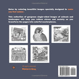 STRESS RELIEF ADULT COLORING BOOK: Mindfulness and Stress Relief with Landscapes, Animals, Flowers and more. WoodArtSupply