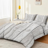 Single 61" x 79" Bedding Duvet Cover Set - Grey Minimalist Modern Wood Grain Printed 3 Piece Brushed Microfiber Comforter Quilt Cover with Zipper Closure for Men and Women Generic