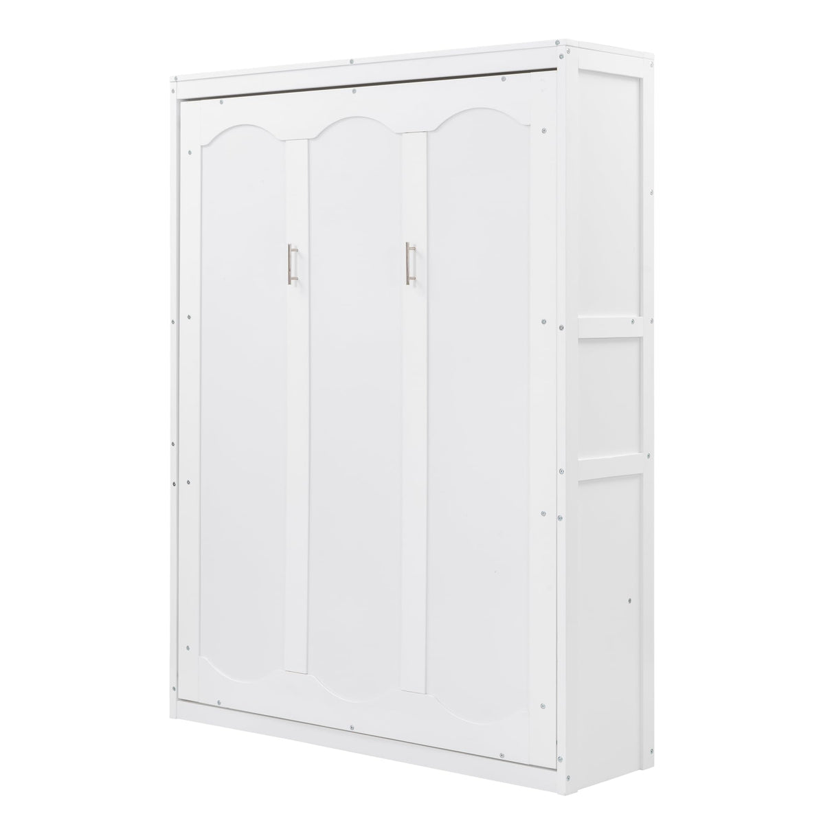 Merax Full Size Murphy Bed, Wood Full Murphy Cabinet Bed with Shelves, for Home Office or Small Room, White Merax