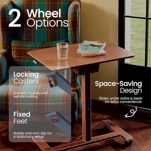 TopJob ANYDESK FOLD Mobile Standing Desk, Portable with Lockable Wheels, Foldable Stand Desk, Rolling Computer Workstations, Used for Home, Couch Side Table, Bedside Table in Bed Room Kitchen TopJob