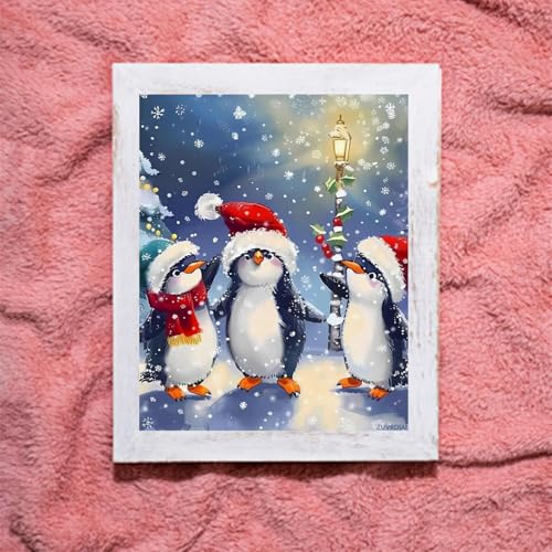 ZUVRDIAI Penguin Christmas Day Funny Paint by Numbers Kits for Adult Canvas Oil Painting for Home Wall Decor 16x20inch Without Frame ZUVRDIAI