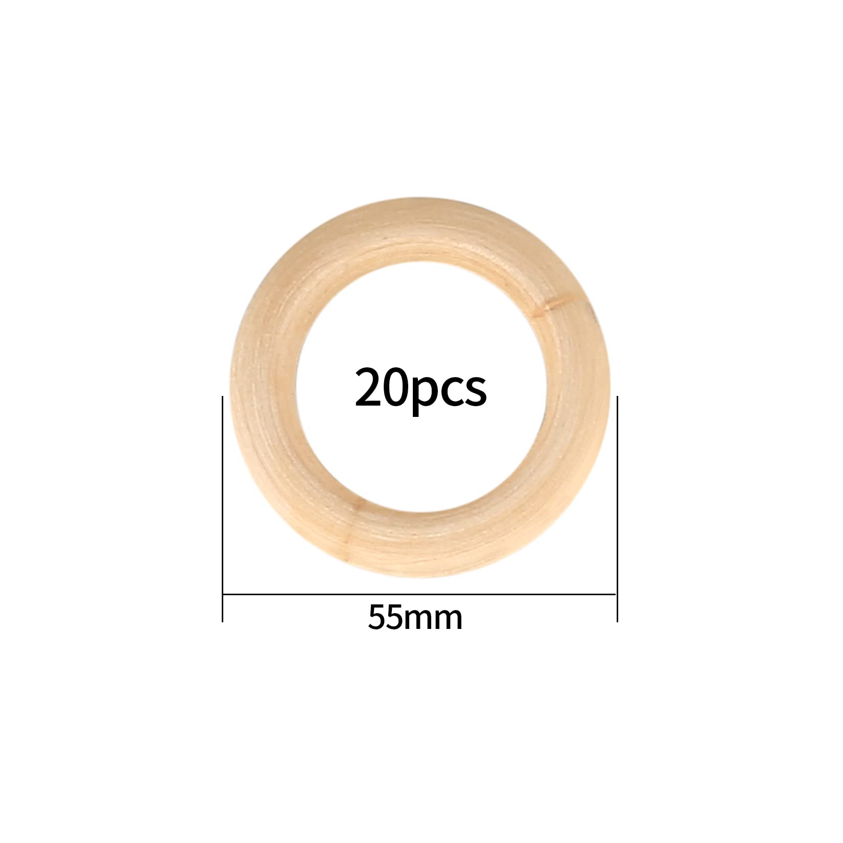 20pcs Wooden Rings for Crafts, Natural Wooden Rings for Macrame, Unfinished Wood Rings Circles, Macrame Rings Wooden Hoops for DIY Craft Pendant Connectors Jewelry Making - 55mm/2.16 inch - WoodArtSupply