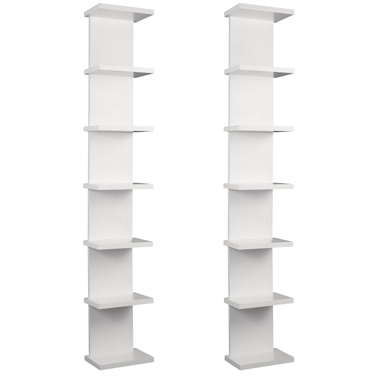 2 Pack 7 Tier Wall Shelf Unit - 43" Lack Floating Shelf, Compact Display Floating Shelf, Vertical Column Wall Decor Mount Floating Storage Organizer Tall Tower Shelf for Bedrooms, Living Rooms YEXEXINM