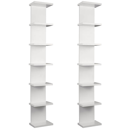 2 Pack 7 Tier Wall Shelf Unit - 43" Lack Floating Shelf, Compact Display Floating Shelf, Vertical Column Wall Decor Mount Floating Storage Organizer Tall Tower Shelf for Bedrooms, Living Rooms YEXEXINM