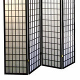 Artistic 70" Tall 4-Panel Screen - Japanese Room Divider in Black Finish with Premium Natural Wood | Transform Your Space! Zjjseloru
