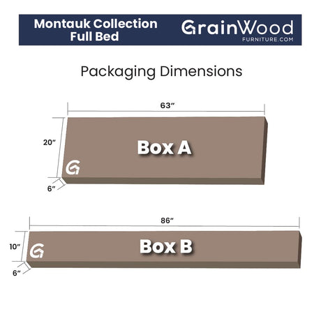 Grain Wood Furniture Montauk Solid Wood Bed, Full Size, Rustic Walnut Grain Wood Furniture