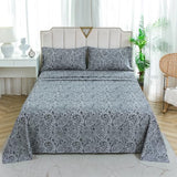 KACEMOO Bed Sheets Queen Size, 4 Piece Gray Paisley Sheets, 17" Deep Pocket Floral Pattern Sheets Queen, Soft Luxury Brushed Microfiber Sheets, Easy Care Breathable Bedding Set KACEMOO