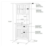 American Furniture Classics OS Buffet and Hutch with Framed Glass Doors and Drawer, Large, White American Furniture Classics