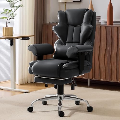 Mvpipi 7-Point Massage Office Chair,Heated Manageral Chair,Ergonomic Executive Chair with Footrest,Adjustable Armrest，Computer Chair for Offices, Study Areas, Gaming Spaces,Black Mvpipi