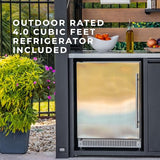 Backyard Discovery Fusion Flame Turn-Key Outdoor Kitchen with 38-inch Stainless Steel 5-burner Grill Island, Sear Zone, Infrared Burner, Outdoor-Rated Refrigerator, Storage, Steel Roof for Deck, Patio Backyard Discovery