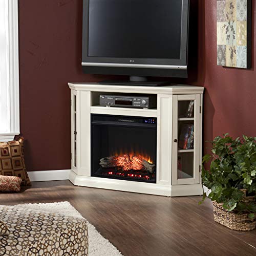 SEI Furniture Claremont Corner Convertible Electric Fireplace with Storage, New Ivory SEI Furniture