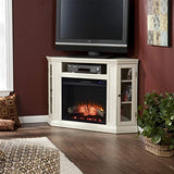 SEI Furniture Claremont Corner Convertible Electric Fireplace with Storage, New Ivory SEI Furniture