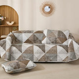 Dintszyayue Quilt Queen Size Brown, 3 Pieces Patchwork Bedspread Bedding for Queen Size Bed, Soft Lightweight Microfiber Geometric Coverlet Set for All Season Quilt with 2 Pillowcases Dintszyayue