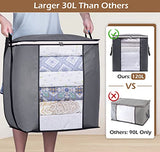 SLEEPING LAMB 120L Extra Large Blanket Storage Bags Breathable Clothes Storage Containers for King Comforter Bedding Pillow Sheet, Reinforced Handles, Grey SLEEPING LAMB