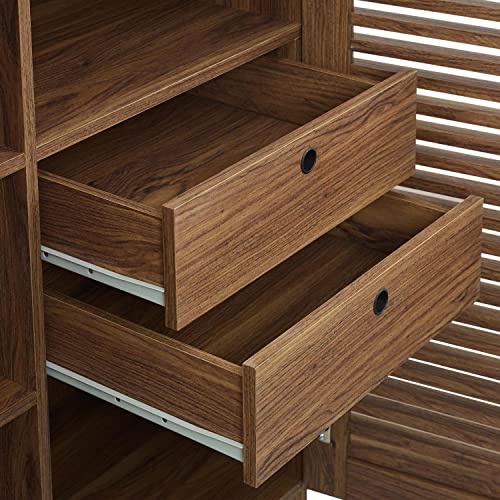 Modway Render Mid-Century Modern Wine Rack Storage, Bar Cabinet, Walnut - WoodArtSupply