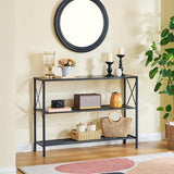 Hoctieon Industrial Console Table, 3 Tier Entryway Table, Hallway Table, Narrow Sofa Table with Shelves, Entrance Table for Entryway, Rustic Brown&Black Hoctieon
