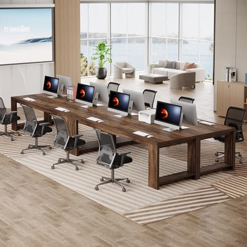Tribesigns 7 ft Conference Table for 6 to 8 People, Modern Rectangle Meeting Room Desk for Boardroom, Home Office (Dark Brown) Tribesigns