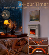 43" Electric Fireplace with Mantel, TV Stand＆Freestanding Fireplace, 23 inch Electric Fireplace Heater with 4 Flame Levels, Remote Control, One Package＆Easy to Set, for Living Room/Bedroom MEIGESI