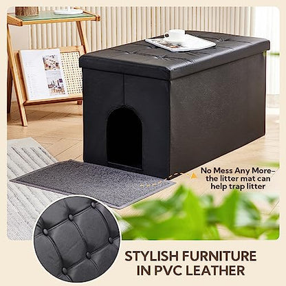 MEEXPAWS Cat Litter Box Enclosure Furniture Hidden, Cat Washroom Bench Storage Cabinet | Extra Large 36'' x 20'' x 20''| Dog Proof | Waterproof Inside/Easy Clean | Easy Assembly | Odor Contro - WoodArtSupply