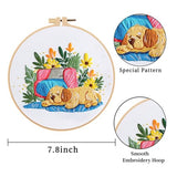 WEENEO 3 Pcs Cute Dog Embroidery Kit for Beginner, Funny Embroidery Kits for Adults, Animal with Floral Embroidery Kit with Pattern,Hoop,Colorful Threads and Needles,Cross Stitch Kits,DIY Crafts Kits
