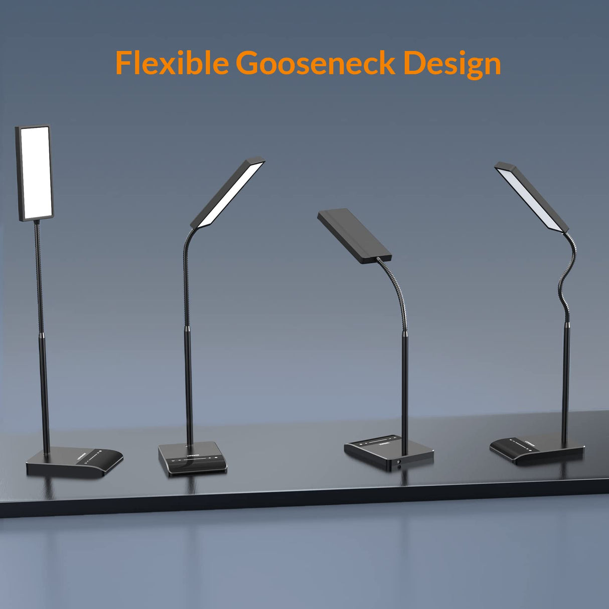 LEPOWER Desk Lamp, 800LM LED Desk Lamp for Home Office, 12W Reading Lamp for Desk, Eye-Caring Light, Touch Table Lamp, Gooseneck Lamp, 50 Lighting Modes, Bright Desk Lamps for Bedroom, Study (Black) LEPOWER