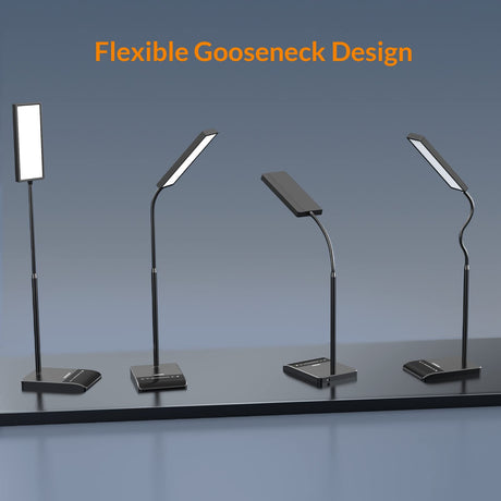 LEPOWER Desk Lamp, 800LM LED Desk Lamp for Home Office, 12W Reading Lamp for Desk, Eye-Caring Light, Touch Table Lamp, Gooseneck Lamp, 50 Lighting Modes, Bright Desk Lamps for Bedroom, Study (Black) LEPOWER