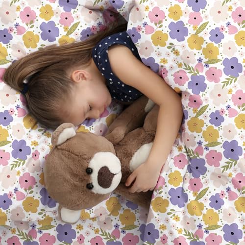 LONAVA Queen Sheet Set Kids - 4 Pieces Soft Microfiber Cartoon Style Bedsheets for Boys Girls Teens, Oeko TEX, Breathable Deep Pocket Sheets, (Flower) LONAVA