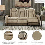 Signature Design by Ashley Next-Gen DuraPella Power Reclining Sofa with Adjustable Headrest, Sand Signature Design by Ashley