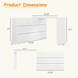 Hotpzeddaque L Shaped Vanity Desk with 6 Drawers, 80.7″ Dresser Desk Combo with Storage,Wood Makeup Dressing Table for Bedroom Corner, Women Girls, White (80.7“) Hotpzeddaque